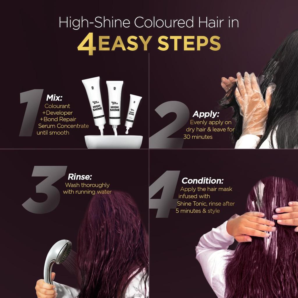 BBLUNT Salon Secret High Shine Conditioning Hair Colour With BondTech™ For Strong Shiny Hair - Wine Deep Burgundy 4.20