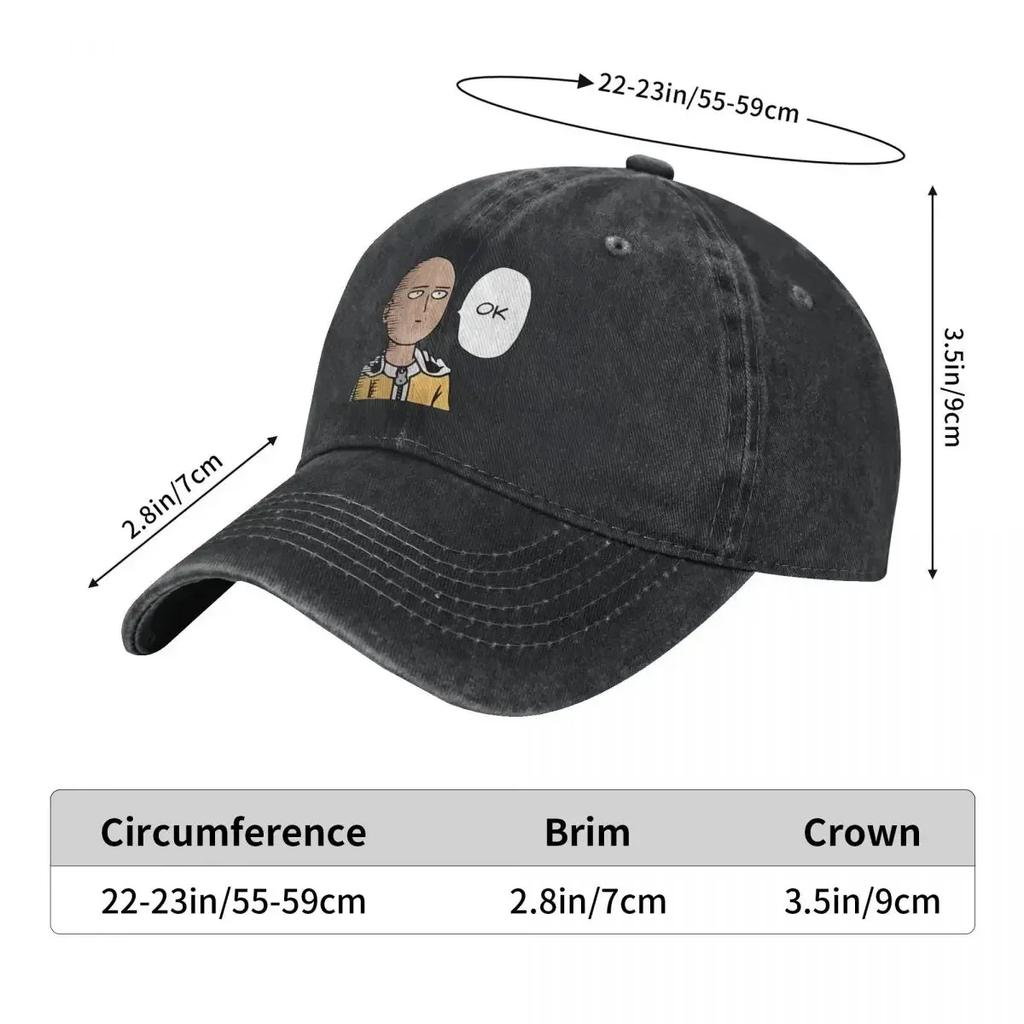 Unisex Cartoon Manga Single Hit Boy OK Cap Baseball Caps Vintage Wear Saitama Dad Hat Adjustable