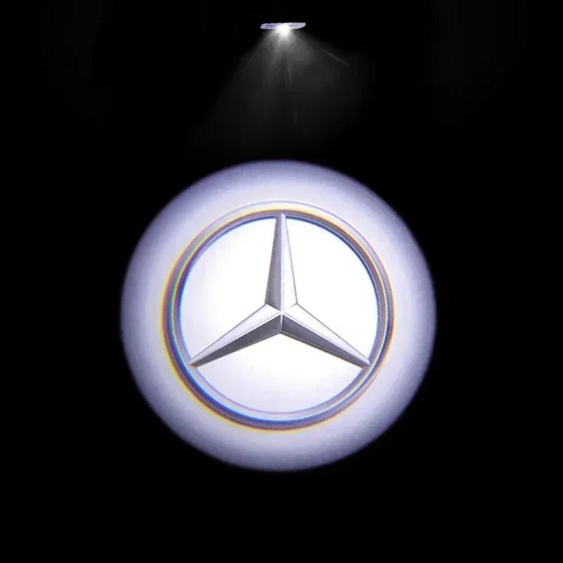 C200 E200 Для Mercedes Benz 2025 Для Benz AMG 2 шт. Светодиодная лампа-проектор HD для приветствия на двери автомобиля, габаритные огни для Mercedes Be