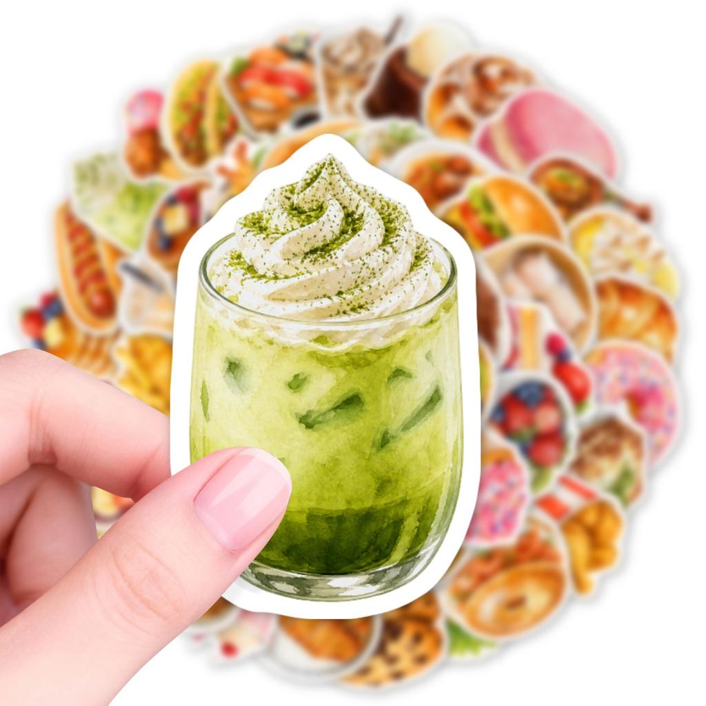 50Pcs/Set 3D Delicious Food . Afternoon Tea Dessert Stickers DIY Fashion Waterproof Doodle Decals Stickers (2 Styles)
