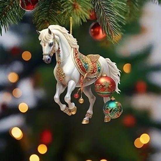 Рождественское украшение в виде лошади 2D плоское акриловое украшение на рождественскую елку подарки с лошадьми для женщин любителей лошадей фермеров друзей