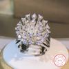Sterling Silver Glittering Zircon Dandelion Ring Ladies Three Claw Zircon Ring Party Birthday Fashion Jewelry Gift