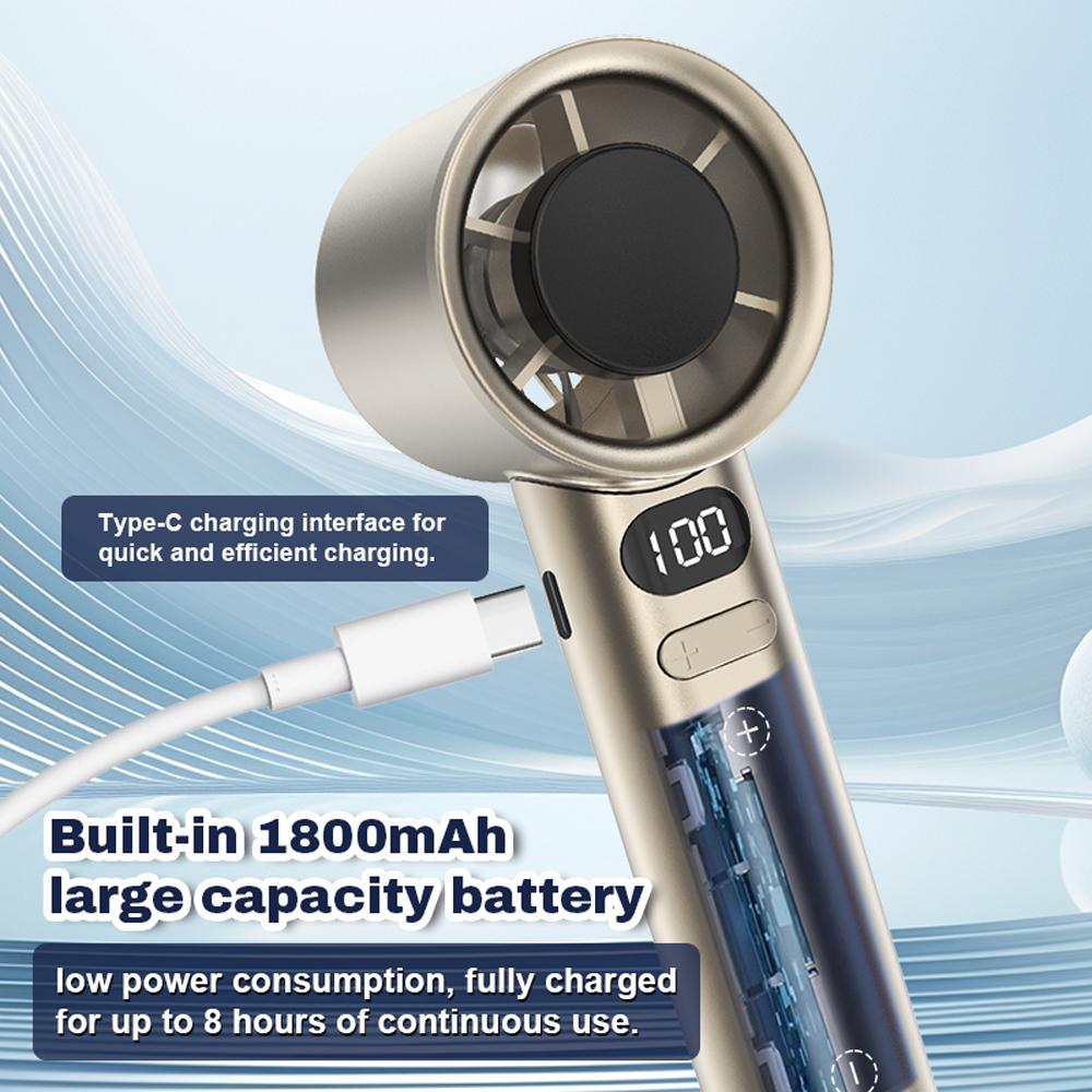 Ручной вентилятор Высокоскоростной портативный турбовентилятор Электрический вентилятор с USB-аккумулятором и цифровым дисплеем