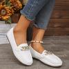 Large Size Flat Bottom Shallow Mouth Metal Fashion Single Shoes Spring Round Head Comfortable Casual Women
