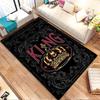 Regal Crown on Black Background Patterned carpet, non slip mat suitable for living room and bedroom sofas