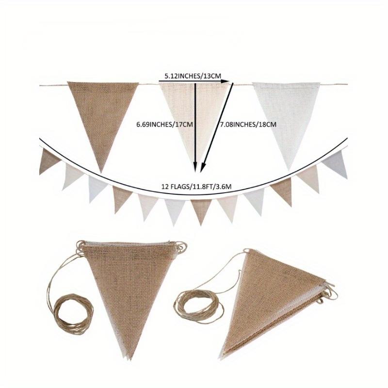 3.6M Burlap Triangle Pennant Flag Linen Bunting Garland Streamers for Birthday Wedding Engagement Camping Rustic Graduation Party Decorations