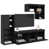 TV Wall Units 6 pcs Black Oak Effect Wood Based Panel