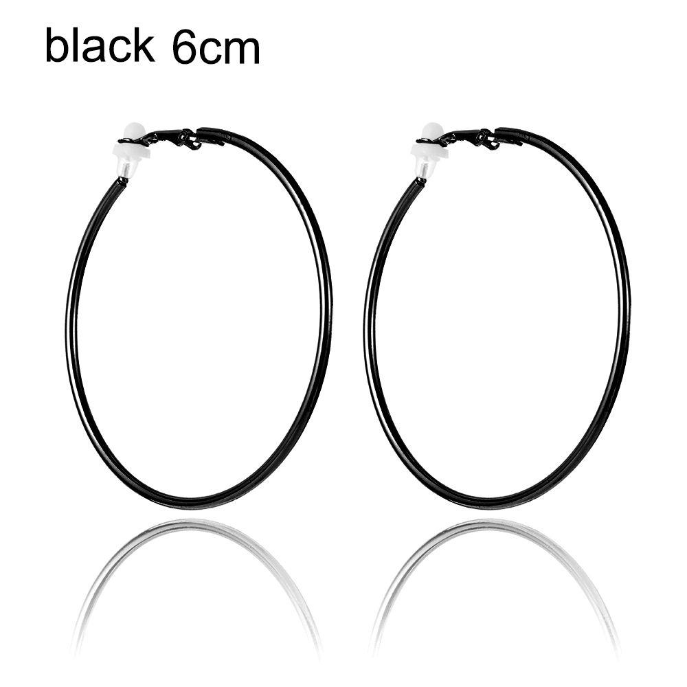 Пара ювелирных изделий золото серебро черный женская мода большой круг клипса на ухо без пирсинга серьги кольца