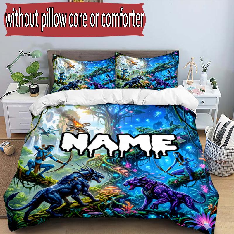3pcs Duvet Cover Set (1*Duvet Cover + 2*Pillowcase, Without Core), Custom Name Avatar Pattern Bedding Set, Home Bedroom Decor Gift