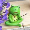 Resin Fishing Frog Figurine Garden Decor Planter Frog Statue Mini Frog Sculpture for Home Outdoor Indoor Fairy Garden Decor