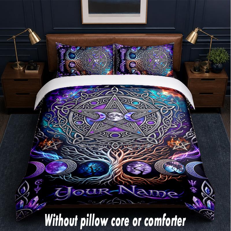 Space Cosmic Theme Custom Text Or Name 3Pcs Bedding Set,1 Flat Sheet & 2 Pillowcases Personalized Home Bedding