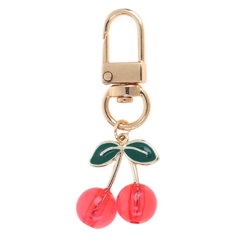 Charm Diy Jewelry Gifts Lovely Cherry Keychain Simulated Fruit Keyring Pendants For Women Girls Handbag Decoration