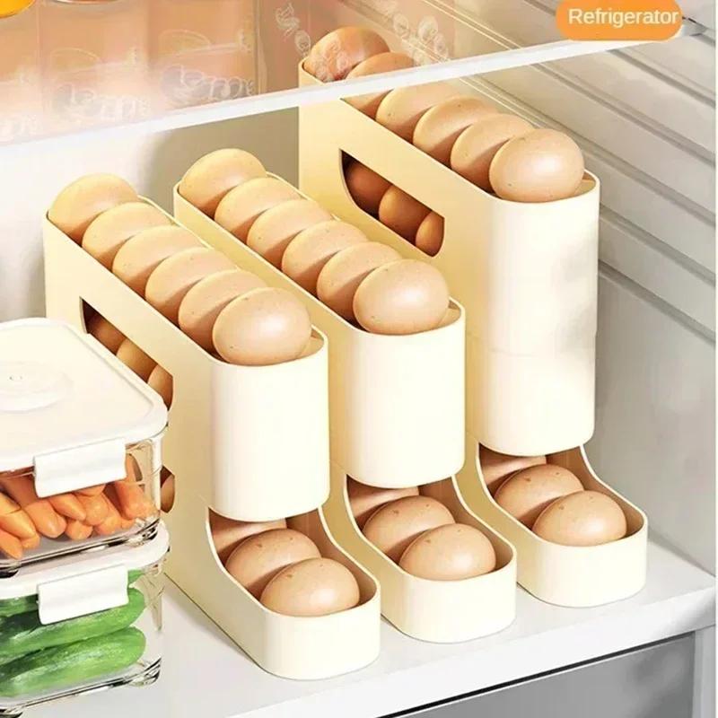 2-4-слойный ящик для хранения яиц, ящик для яиц в стиле лестницы, боковая дверь холодильника, автоматическая машина для прокатки яиц большой емкости