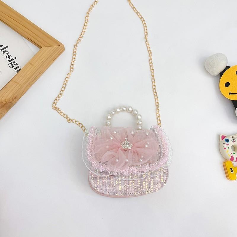 Xiaoxiangfeng Bow Lace Bag Pearl Handheld With Durable Material For Toddlers