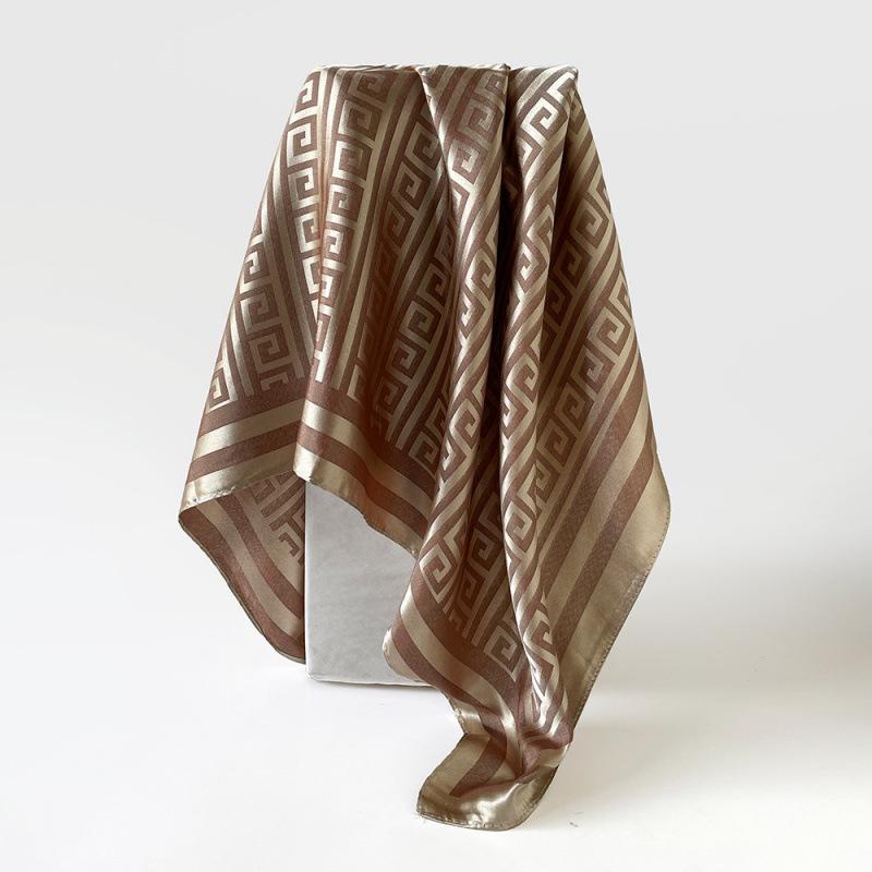 Imitation Silk Scarf for Women Solid Color Printed Scarf Scalp Shawl Scarf