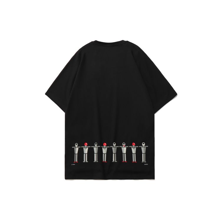 Li Ning Sports Fashion Series SS21 Paris Fashion Week Loose Cultural Short Sleeve T Shirt Men T Shirt Black AHSR071-2