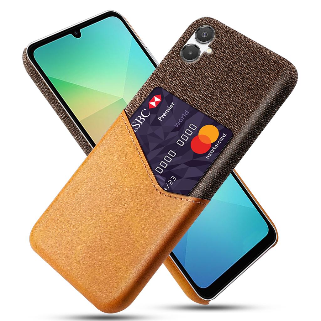 Чехол для Samsung Galaxy A07 4G из ПУ кожи с текстурой ткани, жесткая поликарбонатная крышка для телефона с держателем для карт