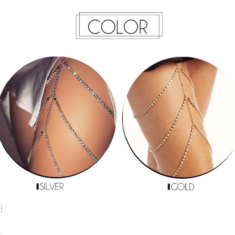 Женские металлические звенья для ног на бедрах, цепочка для подвязки, длинные украшения для тела, сексуальные