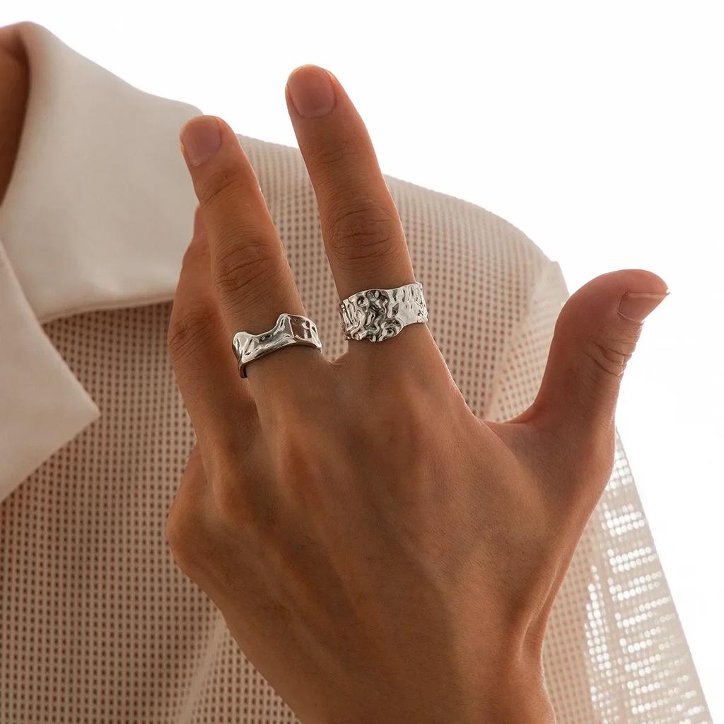 9Pcs/Set Vintage Gold Color Love Heart Butterfly Metal Rings Set for Women Simple Assembly Rings Paty Jewelry Gift Accessries