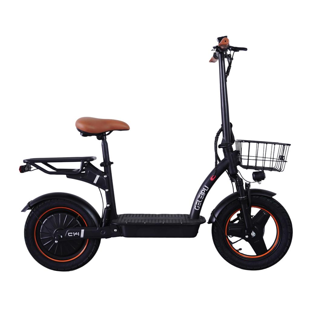 GELEIPU C14 14'' Shopping Cart Electric Scooter 500W Motor 48V17.5AH Battery 32KM/H Max Speed With Seat And Basket
