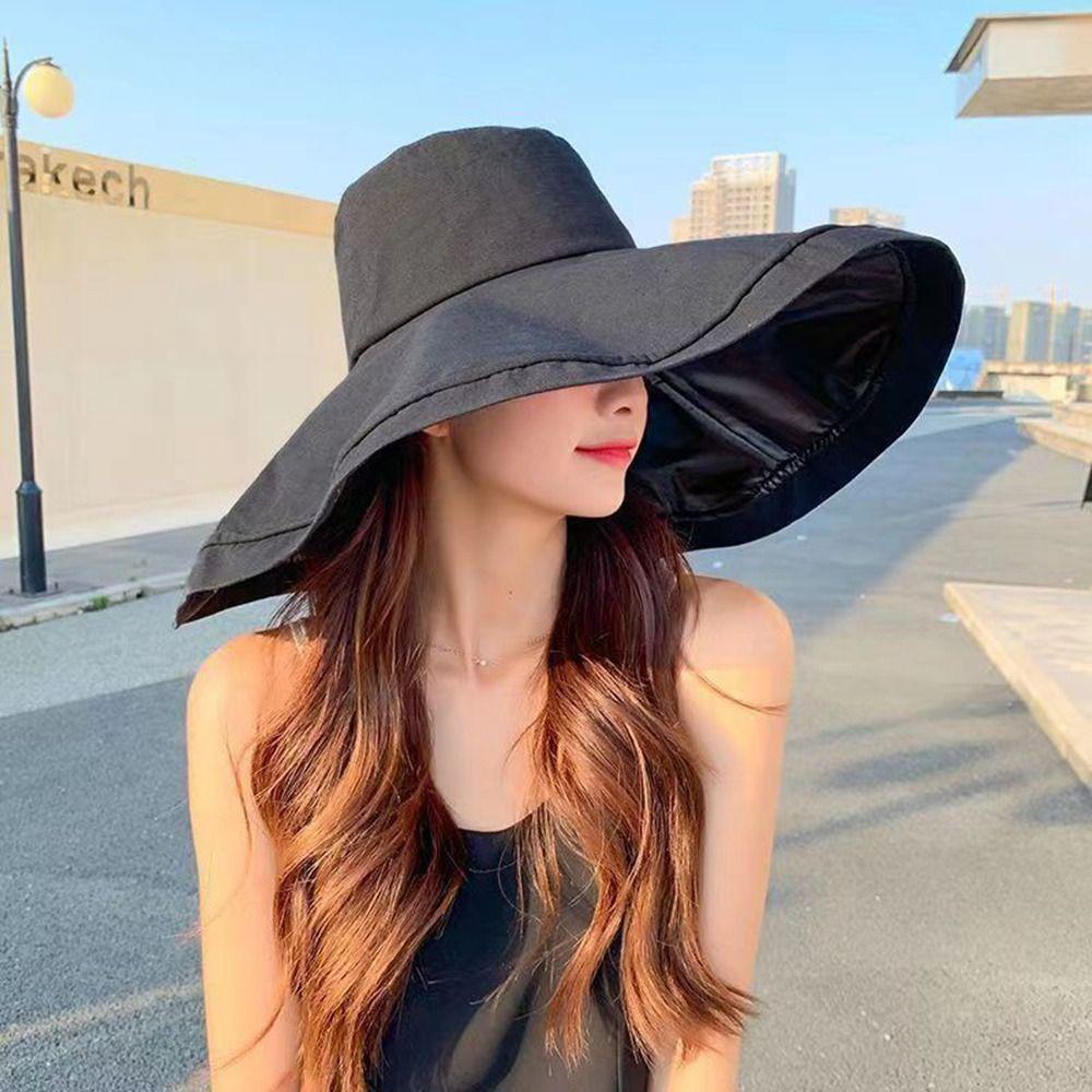 Шляпа женская летняя пляжная однотонная с широкими полями дорожная шляпа от солнца шляпа-ведро шляпа рыбака женская кепка