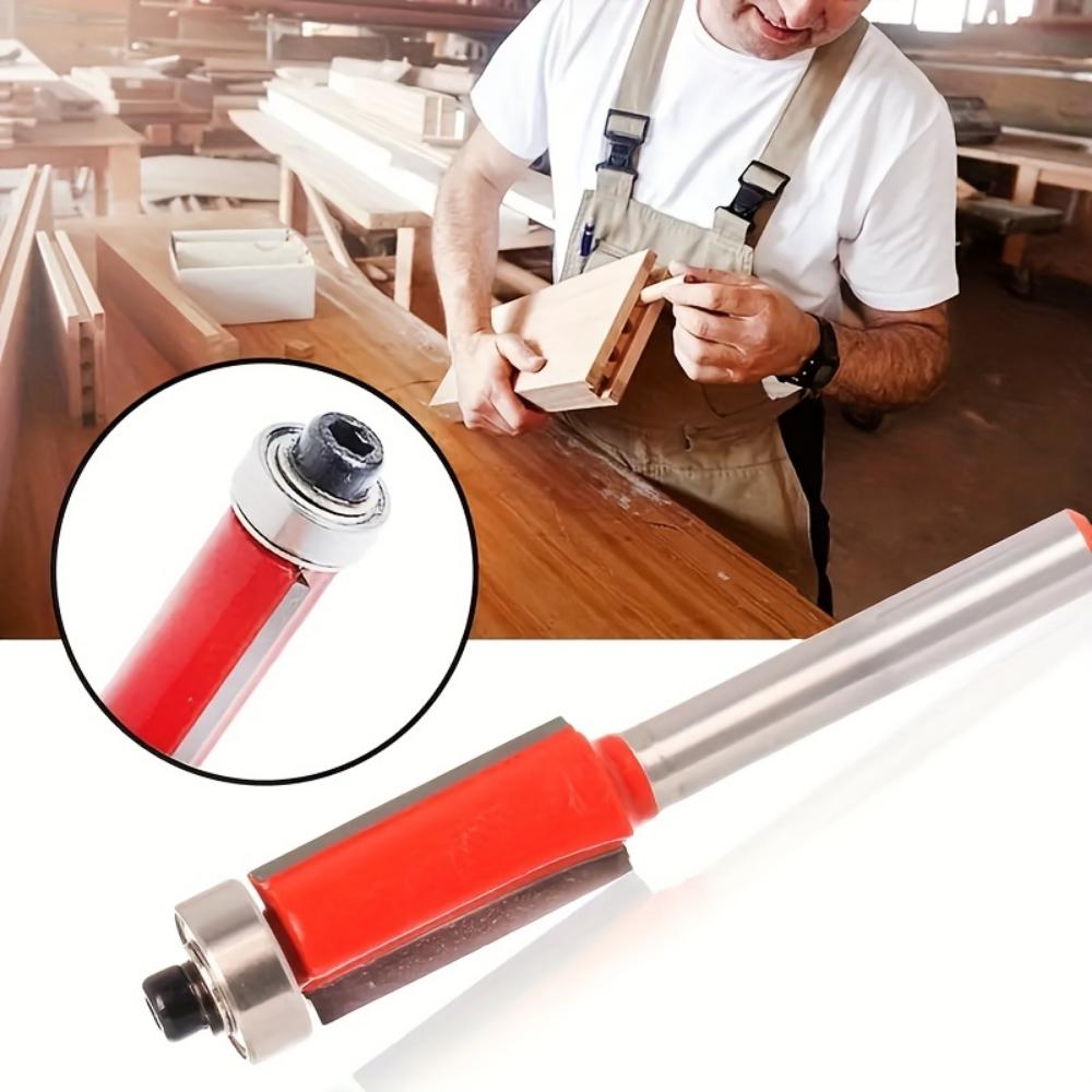 Woodworking Trimming Knife 4-piece Set 1/4 Handle Woodworking Milling Cutter Tool Double Edge Shank with Shaft