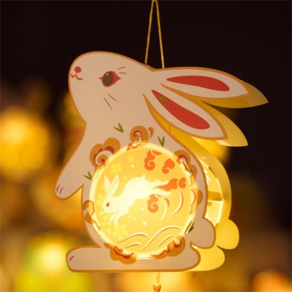 Handmade Handheld Rabbit Lantern Cartoon Traditional Craft Lantern  Mid-Autumn Festival