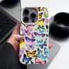 Чехол для телефона с цветным рисунком бабочки из кожи и текстурой для iPhone 16 Pro 15 14 13 12 Pro Max 11, ударопрочный, мягкий, матовый, тонкий чехол из ТПУ