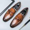 New Men Fashion Gentleman Monk Strap Business Leather Shoes Male All Match Dress Wedding Prom Homecoming Footwear Zapatos Hombre