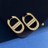 Ins Light Luxury Design Full Of Diamonds Cd Letter Earrings Women'S Fashion Versatile Exquisite Earrings Ear Buckles