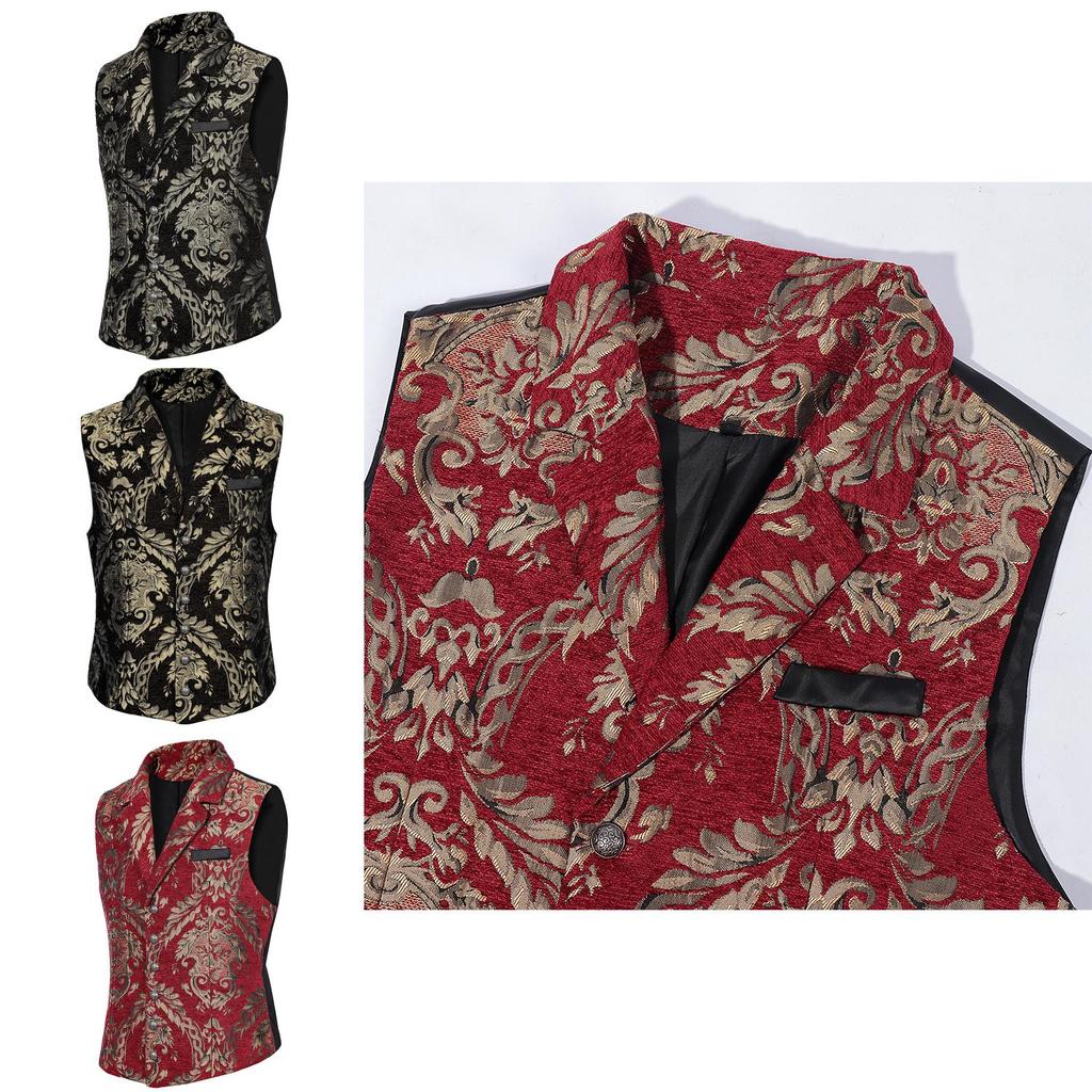 Modern Sleeveless Suit Vest With Twill Material For Halloween Theater Costumes