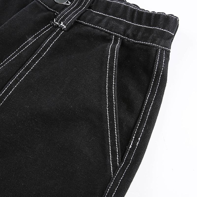 Уличные Штаны Карго, Повседневные Женские Черные Джинсы с Высокой Талией, Свободного Кроя, Прямые, с Множеством Карманов