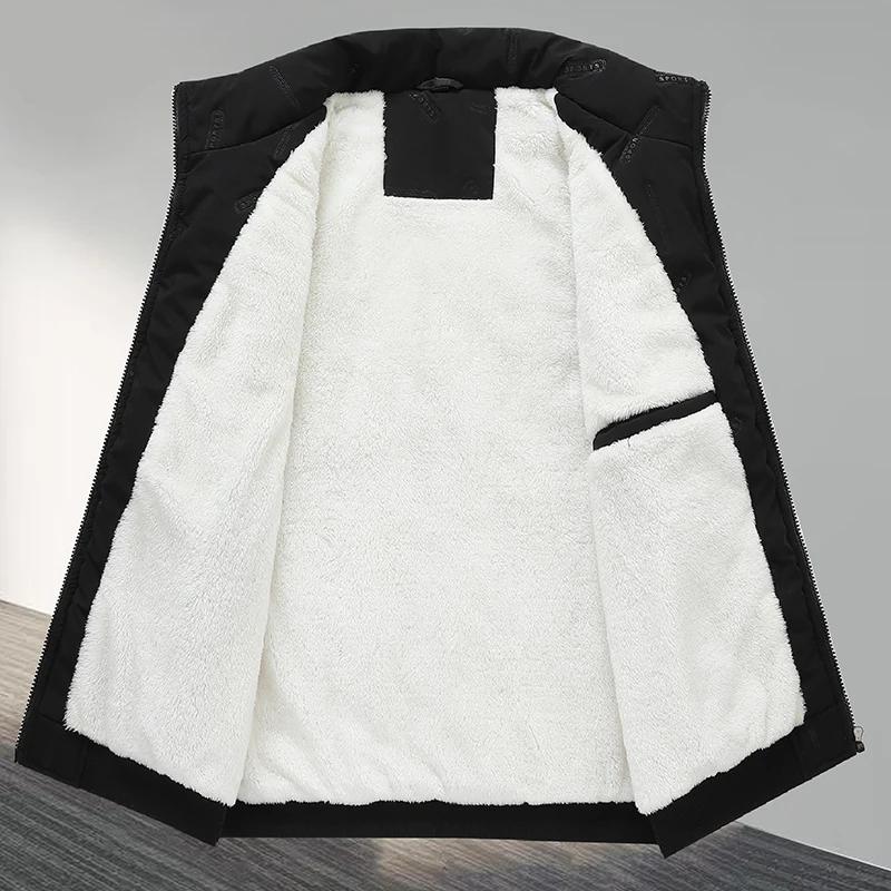 Мужской зимний жилет большого размера, теплый жилет без рукавов на меху и флисовой подкладке, мужская толстая хлопковая куртка с набивкой, повседневный белый большой плюс 10XL
