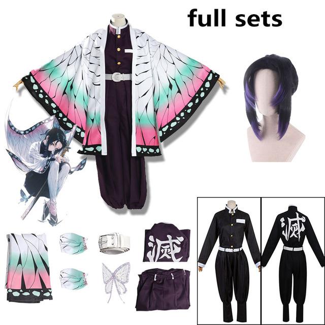 Adult Kids Anime Demon Slayer Kimetsu No Yaiba Kochou Shinobu Cosplay Costume Kimono Halloween Clothes