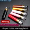 Модные очки для чтения с защитой от синего света для мужчин и женщин, металлический каркас, портативный HD-держатель для ручек, сверхлегкие очки, защита от радиации