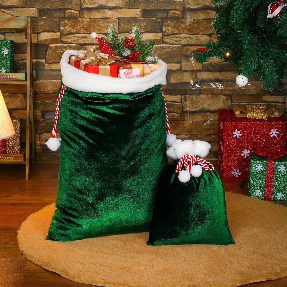 with Drawstring Santa Claus Gift Sack Velvet Christmas Present Bag Party Supplies
