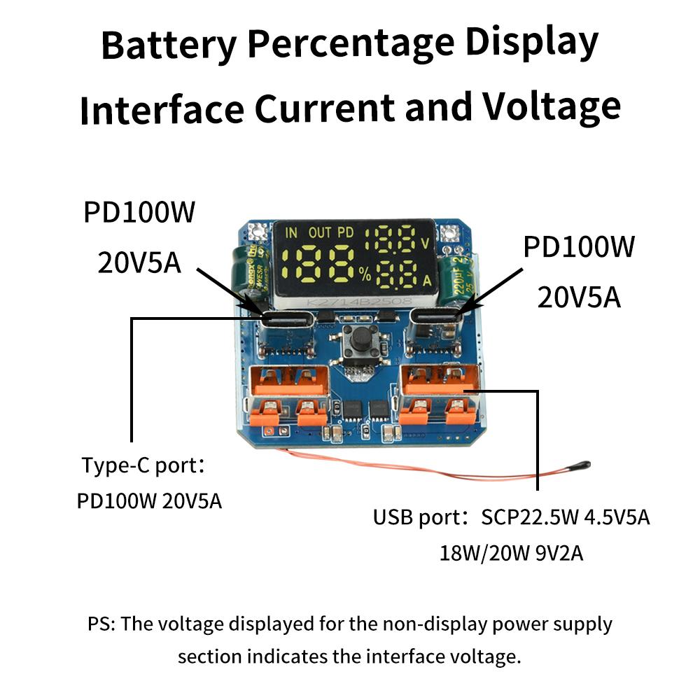 PD100W Модуль быстрой зарядки 4S 20V 5A Модуль заряда/разряда Buck-Boost Высокомощный выход Быстрая зарядка литиевых аккумуляторов