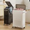 Household Foldable Laundry Basket With Wheels Simple And Modern Large Capacity Dustproof Belt Cover Narrow Seam Storage Basket