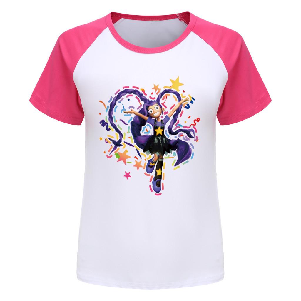 5622 Kids Girls Comic Print Raglan Sleeves T-Shirt Top