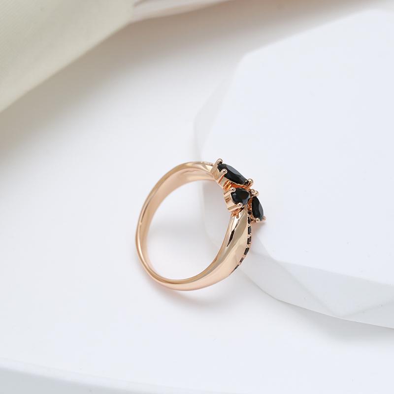 Kinel Black Zircon Elegant Rose Gold Color Rings For Women