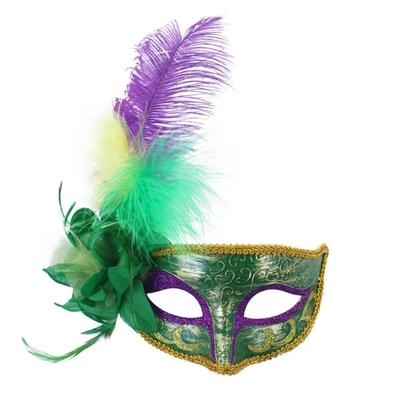 Flower Decoration Masquerade Mask Half Face Mask Halloween Party Mask Feathered Masquerade Eyewears For Women Cosplay