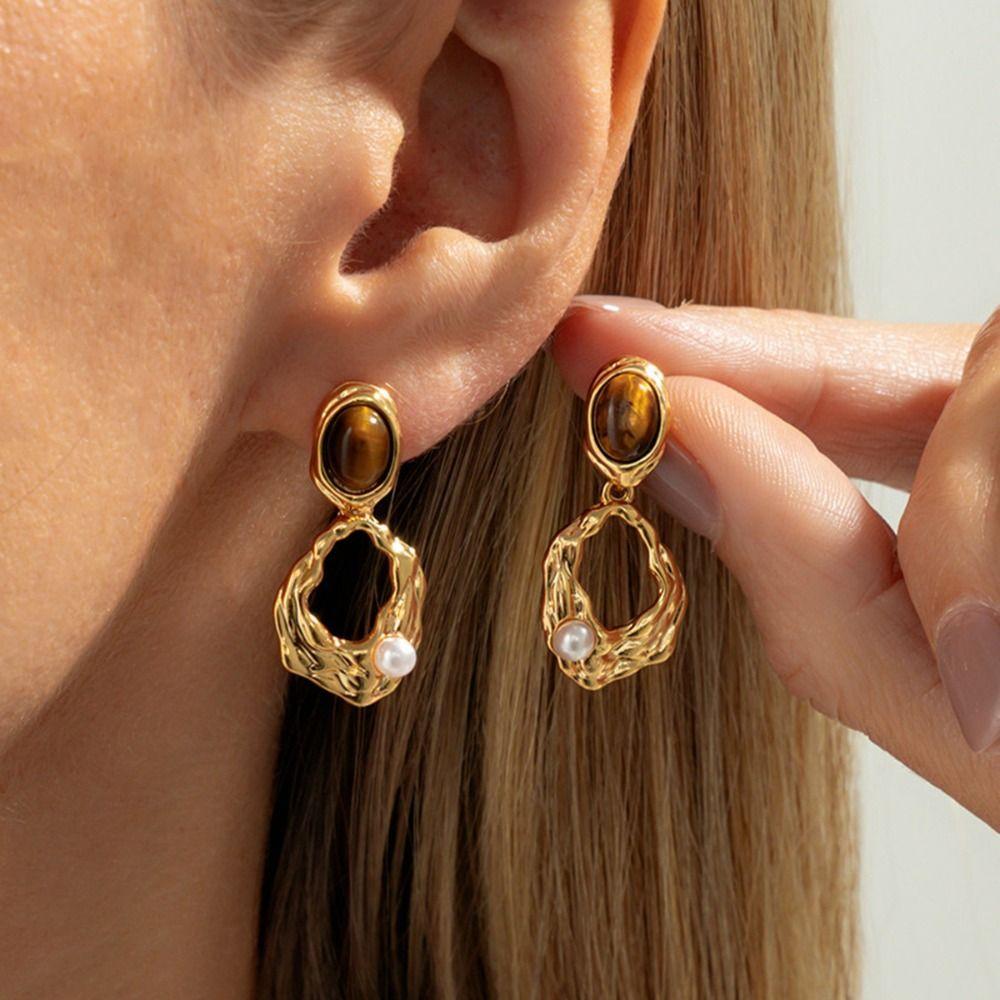 Vintage Trend Oval Earrings Geometric Stud Earrings Elegant Resin Dangle Earrings Gift