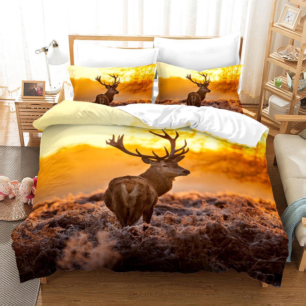 Одеяло с рисунком животных, 3D, постельное белье с рисунком оленя, пододеяльник и наволочка, Австралия/ЕС/США, односпальная/двуспальная кровать, полный размер