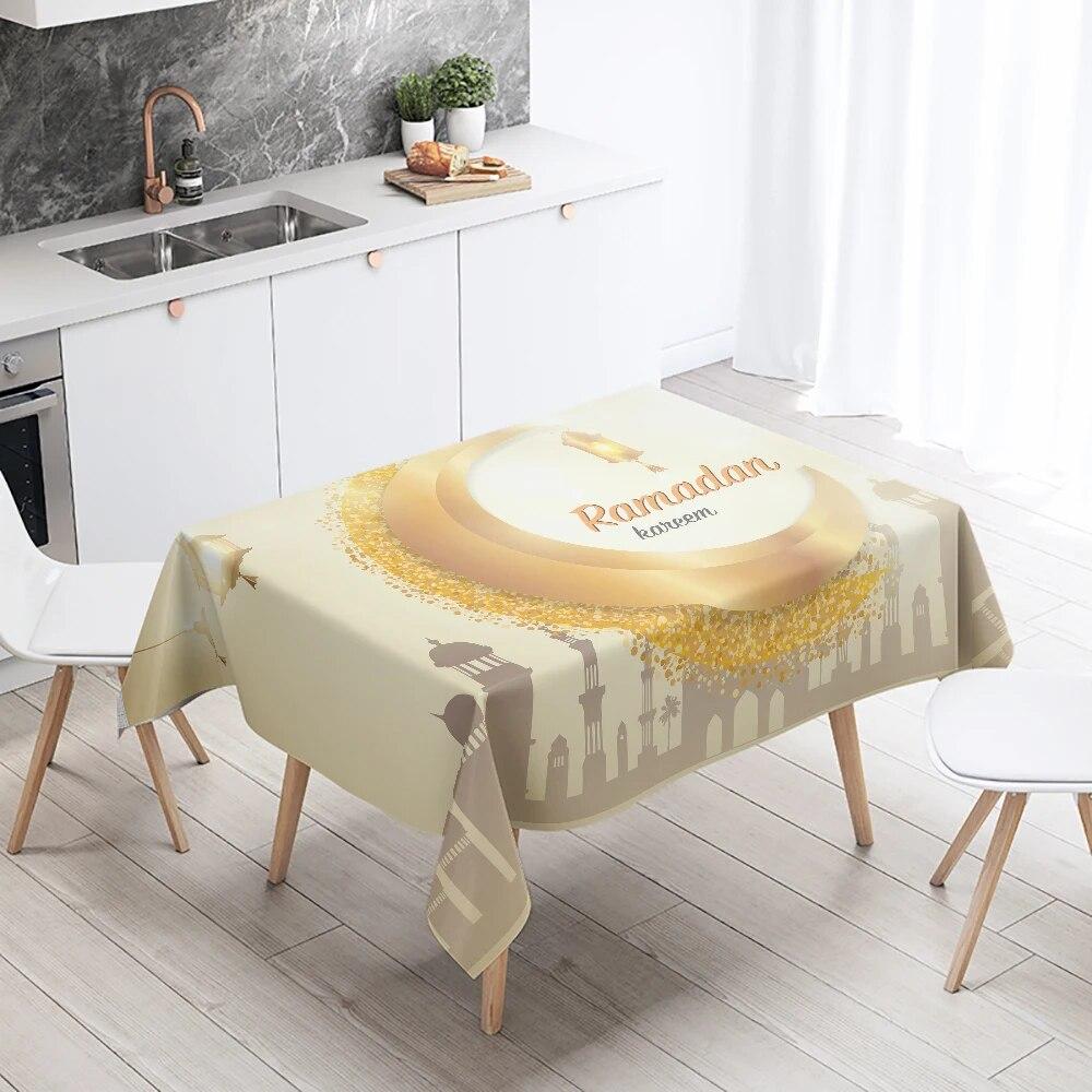Рамадан Мубарак Домашний Декор Скатерть Исламская Мусульманская Мечеть Рамадан Карим Декоративная Скатерть Водонепроницаемая и Устойчивая к Пятнам