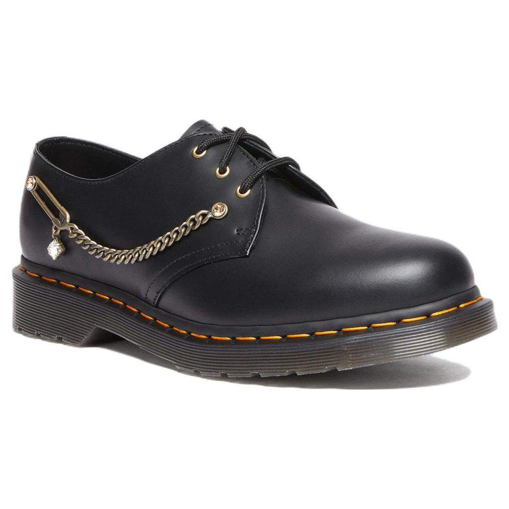 Dr. Martens Leather Metal Chain Low-Top Casual Shoes Unisex Casual Shoes Black 28017001