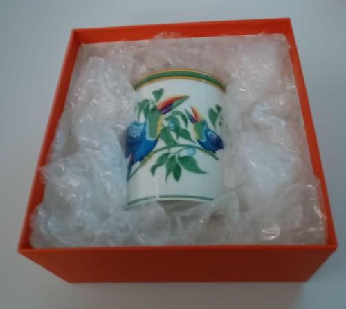 HERMES Paris Кружка-чашка с туканами Посуда 3,15 x 3,74 дюйма Коробка Япония Оригинал