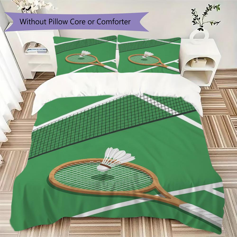 Tennis and Fun Ping Pong Pattern Bedding uilt Set uilt Cover Pillowcase Home Decoration Birthday Gift (1 * duvet cover + 2 * pillowcase without core)