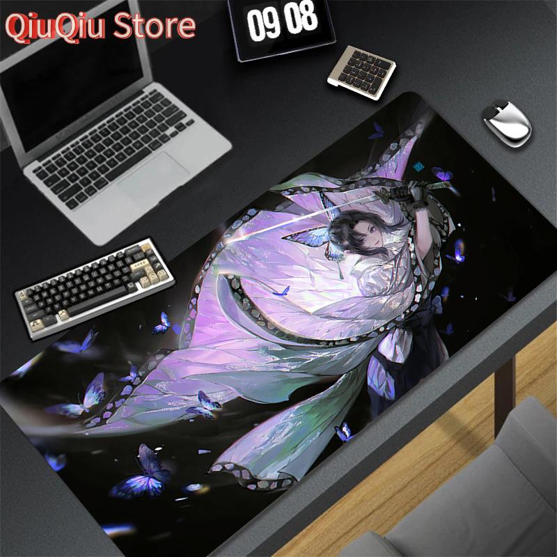 Wisteria Flower Mouse Pad Laptop Purple Anime Girl Keyboard Rug Demon Slayer Kochou Shinobu Mousepad PC Butterfly Gamer Desk