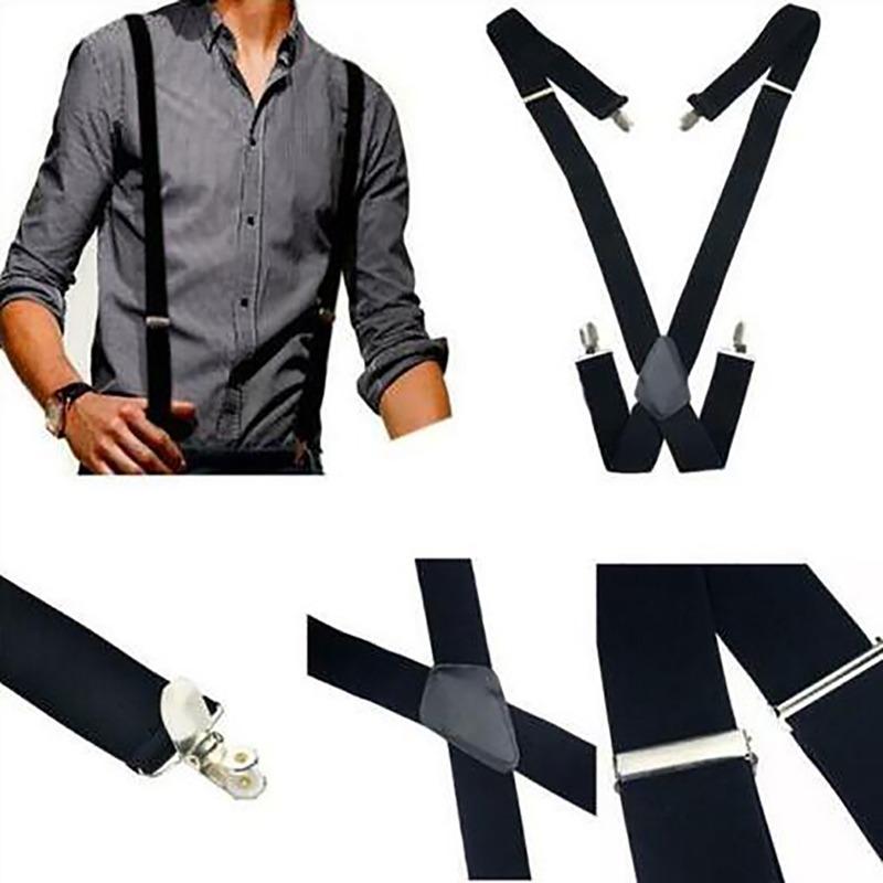 Elastic Adjustable X Back Suspenders Heavy Duty Wide Trouser Braces with 4 Strong Clips Universal Work Suspender for Men Women