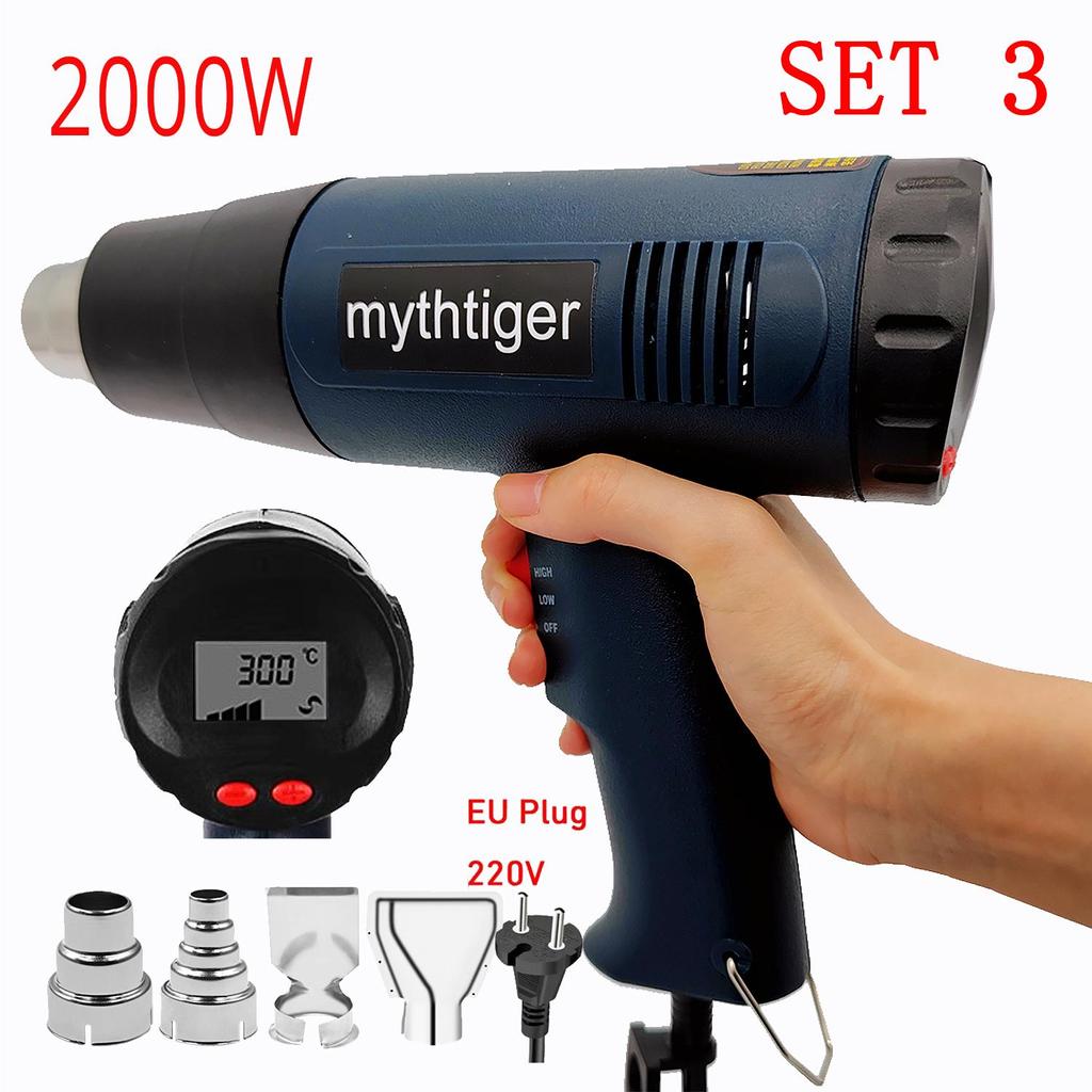220 В, вилка европейского стандарта, высококачественная портативная тепловая пушка, нагревательный пистолет с переменной температурой, комплект для быстрого нагрева для термоусадочной пленки, нагревательный фен